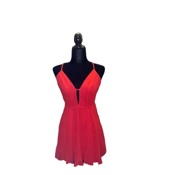 bebe | Dresses | Bebe Red Cross Back Chiffon Skater Dress | Poshmark